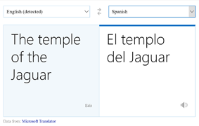 Screenshot of an English to Spanish translation